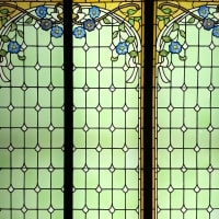 2 paires de vitraux clématites et pivoines