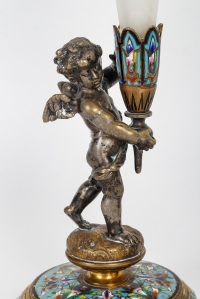 Paire de vases en bronze et cristal, XIXème siècle