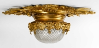 Suspension Napoléon III en bronze doré et cristal, XIXème siècle