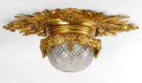 Suspension Napoléon III en bronze doré et cristal, XIXème siècle