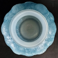 Vase &quot;Domrémy&quot; verre opalescent double couche patiné bleu de René LALIQUE