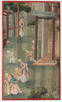 Soie, Peinture Chinoise, XIXème Siècle, Scène De Temple, Asie