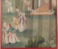 Soie, Peinture Chinoise, XIXème Siècle, Scène De Temple, Asie