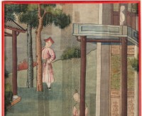 Silk, Chinese Painting, Nineteenth Century, Temple Scene, Asia