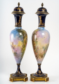 Paire de vases en porcelaine de Sèvres, XIXème siècle