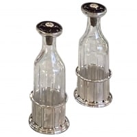 Jean E. Puiforcat Pair of Silver and Cristal Bottle