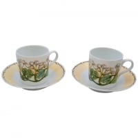 Lalique, 6 Cups and Saucers &quot;Perles&quot; Limoges Porcelain