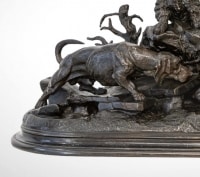 Les Trois Chiens Au Terrier Par Jules Moigniez (1835-1894) - Bronze