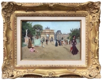 STEIN Georges Paris animation à l&#039;Arc de Triomphe du Carrousel du Louvre Huile sur toile signée Certificat d’authenticité
