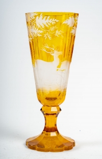 Gobelet en cristal de Bohême jaune, XIXème siècle