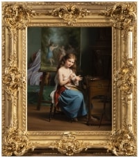 Fritz Zuber-Bühler (1822-1896) - Portrait d’une jeune fille dans son atelier