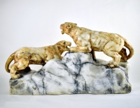 Deux Lionnes par Alberto SACCARDI, Circa 1930