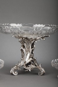 Orfèvre Cardeilhac - Table Trim 3 Cups In Sterling Silver And Crystal Nineteenth