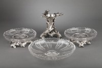 Orfèvre Cardeilhac - Garniture De Table 3 Coupes En Argent Massif Et Cristal XIXè