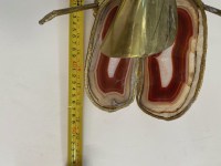 1970’Applique Eclairante A la Cigale en Bronze Doré et Agates Style Duval Brasseur Ou Isabelle Faure 22 X 48 cm