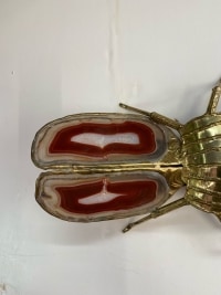 1970’Applique Eclairante A la Cigale en Bronze Doré et Agates Style Duval Brasseur Ou Isabelle Faure 22 X 48 cm