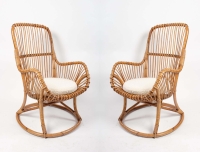 Paire de fauteuils en bambou