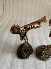1970/80 Saxophoniste Et Trompettiste En Bronze , Sculptures Signées LOHE
