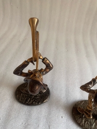 1970/80 Saxophoniste Et Trompettiste En Bronze , Sculptures Signées LOHE