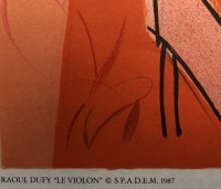DUFY Raoul Lithographie en couleurs &quot; Le violon et le piano &quot;