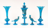 Rare groupe en opaline bleu royal émaillé en argent d&#039;époque 1820-1840