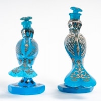 Rare groupe en opaline bleu royal émaillé en argent d&#039;époque 1820-1840