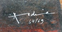 ALDINE Peinture contemporaine XXème siècle Le mur de Dante Huile sur toile signée