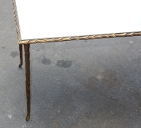 1950/70′ Table Basse en Bronze Doré Décor Palmier Maison Charles