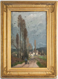 Paysage Huile sur toile, environs de Luzancy signé Alexandre Bouché (1838-1911), daté 1872