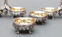 ODIOT – - Pair of double salt cellars + two individual 19th century silver