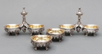 ODIOT – - Pair of double salt cellars + two individual 19th century silver