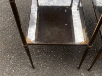 1950/70′ Paire de Tables Maison Jansen En Bronze Patiné Avec Plateaux Miroirs Vintage
