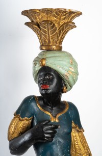 Paire de  Nubiens en bois sculpté,Venise, debut du XIXème siecle