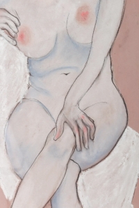 Anna Sylverberg, pastel à l&#039;huile, série de nus, monogramme AS, 1962.