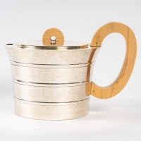 Jean Puiforcat Tea-Coffee service in solid silver and its metal tray