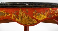 Paire de consoles d’angle à décors chinoisant laquées rouge vers 1850-1880