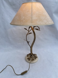 1970/80′ Lampe Decor Vegetal En Metal Doré Signée Banci