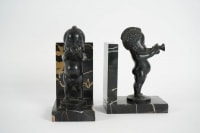 Paire de serre-livres Art Déco en bronze signe Becquerel fondeur Etling