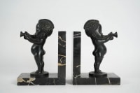 Paire de serre-livres Art Déco en bronze signe Becquerel fondeur Etling