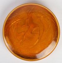 Boite « Deux Sirènes » verre orange opalescent de René LALIQUE