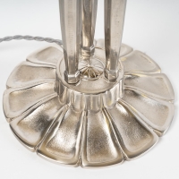 Lampe &quot;Soleil&quot; verre jaune - pied bronze nickelé de René LALIQUE