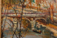 Serge Belloni « Le peintre de Paris » - Bords de Seine et Notre-Dame de Paris huile sur panneau vers 1950-1960
