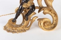 Une paire de chenets montés en lampe époque XIXe de style Napoléon III