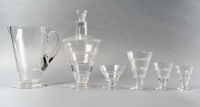 Service &quot;Vouvray&quot; verre blanc de René LALIQUE - 42 pièces