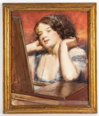 Femme au miroir de Joseph Jean Marius AVY (1871 – 1939 )