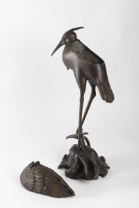 Heron in bronze - Edo period