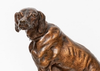 Sculpture - Chien Braque Gardant Un Lapin Par Pierre - Jules Mêne ( 1810-1879) - Bronze XIXème siècle