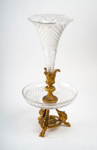 Coupe avec cône en cristal et bronze XIXème siècle