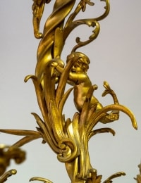 Grand lustre en bronze doré et ciselé, fin XIXe siècle début XXe siècle