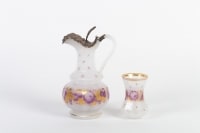 Aiguière en opaline et son verre 19e siècle